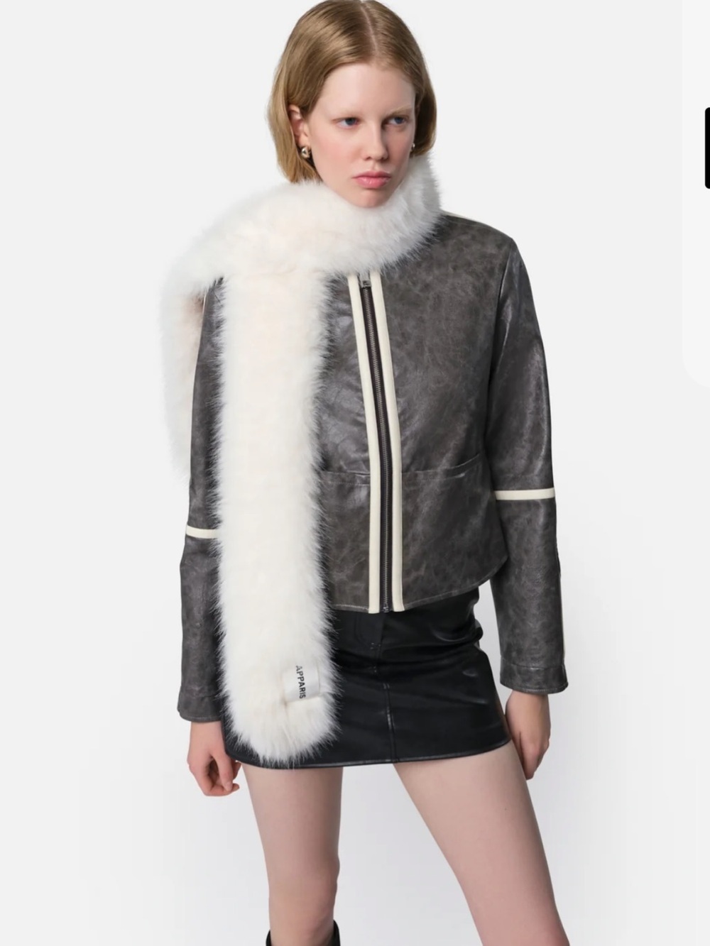 NWT APPARIS Otis Faux Fur Scarf Blanc White